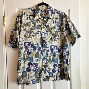 Aloha Days Men’s Retro Hawaiian Hibiscus floral print Aloha cotton shirt XL